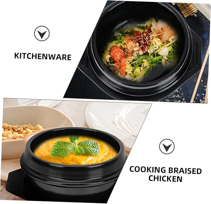 PRETYZOOM Korean Stone Pot Bibimbap Casserole Pot Ceramic Cooking for Soup Rice Stew Heat Resistant Easy to Clean