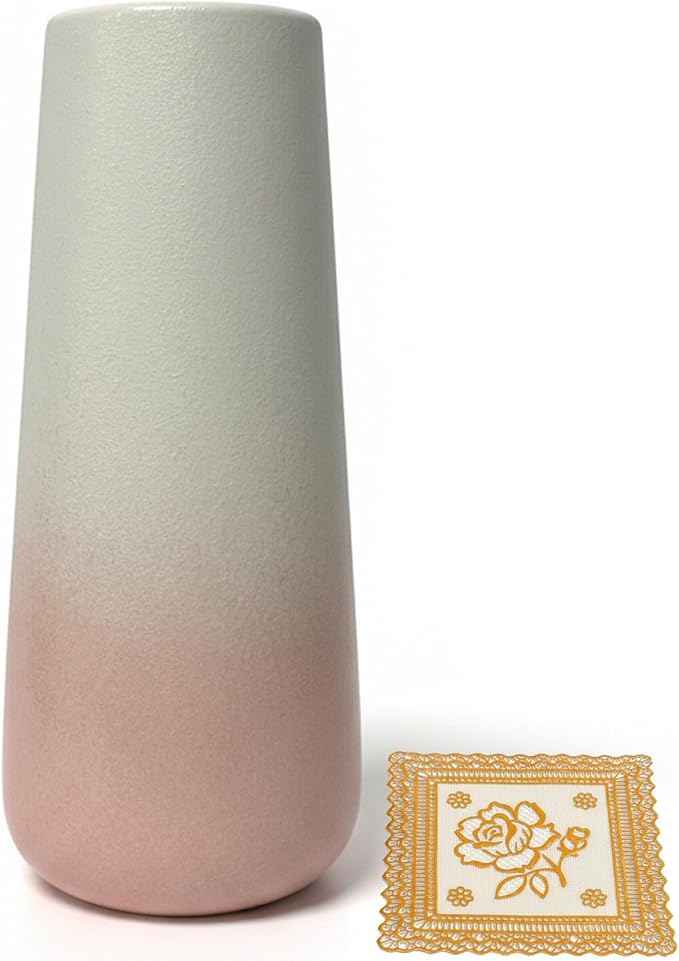 11 Inch Tall Flower Vase, Gifts for Women Mom, Big Bud Vases for Artificial Flowers, Modern Farmhouse, Room, Home, Kitchen, Housewarming, Coffee, Table, Wedding, Dinning, Home Decor (Gradient Pink)