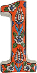 Large Ceramic Housewarming Sign Ceramic Address Plaque House Numbers Sign Door Personalized Coloured Decorative Hand Decoratede Housewarming Gifts Tulip Design 12 * 9 cm (Orange, 1)