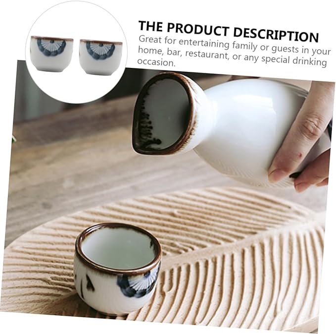 ABOOFAN 2pcs Traditional Japanese Tea Cup Hand Painted Floral Design Glazed Ceramic Sake Cup for Korean Restaurant