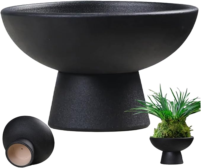 Ceramic Plant Pot 5x3 Inch Chinese Style Black Ceramic Planter Pot with Smooth Surface for Home Garden Flower Arrangement Bonsai