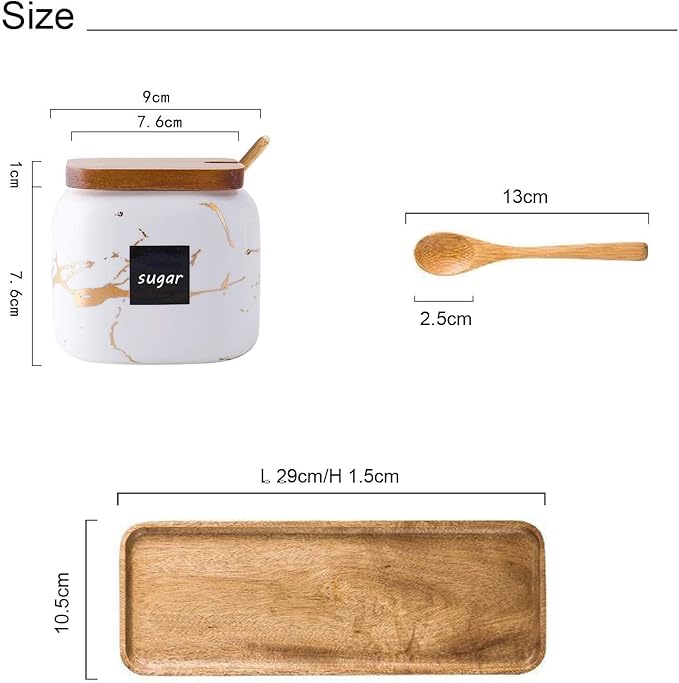 3 Pcs Sugar Bowls Ceramic Coffee Jar Set Ceramic Seasoning Jar with Lid Spoon and Tray/Food Storage Canister