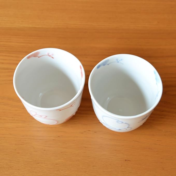 有田焼やきもの市場 Japanese Yunomi Tea Cup set of 2 Arita Imari ware Made in Japan Icchin Usagi Rabbit