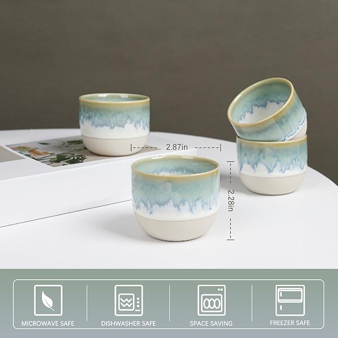 Ceramic Espresso Cups Set, Espresso Coffee Mugs, Special Glazed Demitasse Cups Expresso Coffee Cup for Espresso Machine (Light Green Gradient)