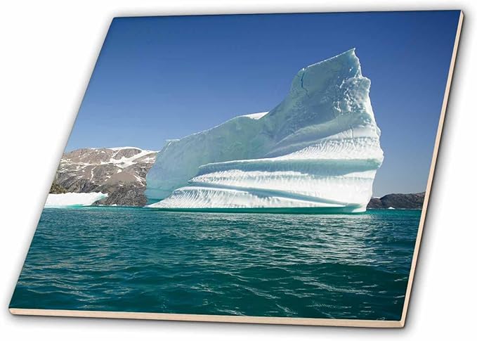 3dRose Greenland, Skjoldungen Fjord, Large sculptural Icebergs. 8 Inch Ceramic Tile