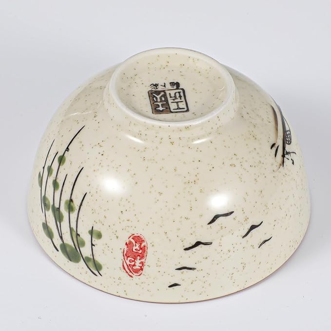 6 Pack Retro Ceramic Bowls, 4.5 Inch Japanese Chinese Bowl, 11 Oz Serving Dinner Set for Cereal, Salad, Dessert, Ice Cream, Rice, Noodles, Soup, Fruit, Dishwasher Microwave Safe