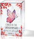 I Can Do All This Through Him Who Gives Me Acrylic Cosmetic Pencil Holder Cup, Butterfly Religious Christian Gifts for Women Girls, Inspirational Bible Verse Pen Holder for Home Office Desk