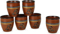 Handmade Cantaritos de Barro Ceramic Tea Cups Set – 6 Desi Kulhad Chai/Coffee (5 oz Capacity), Lead-Free, Dishwasher & Microwave Safe, Glazed, finish Clay Tea/kulhar/kullar - Brown Color