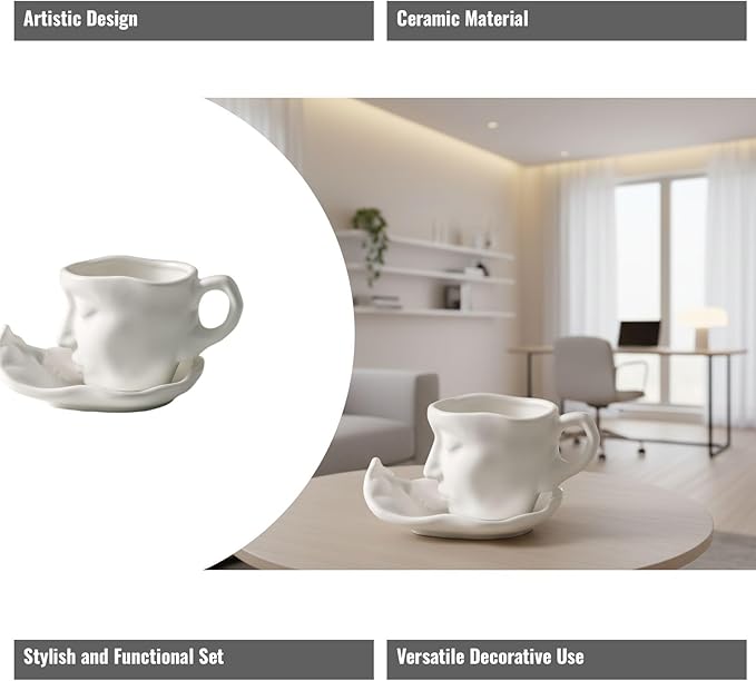 Artistic Ceramic Coffee Mug with Sculptural Face Design for Home Decor and Gift Giving