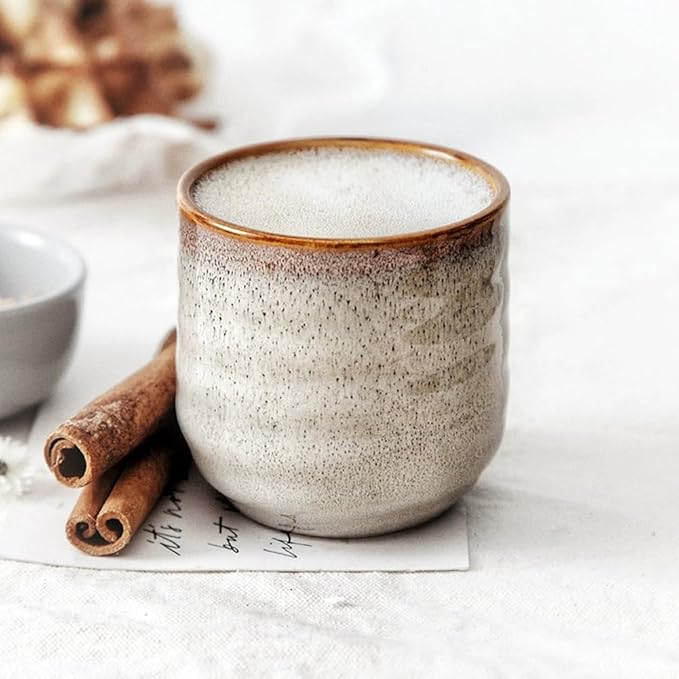 6.8 oz Ceramic Coffee & Tea Cups, Set of 4, Espresso Cups for Americano, Hot Tea, Iced Coffee, Cold Brew, Cocoa, Milk, Microwave & Dishwasher Safe