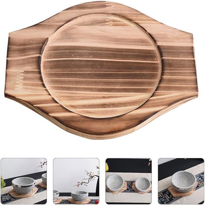 BESTOYARD 10 Pcs Stone Pot Holder Wood Underliner Skillet Casserole Holder Wooden Underliner Trivet Hot Pads for Kitchen Wooden Pot Base Sturdy Pot Mat Korean Stone Tabletop Cork Desktop Tub