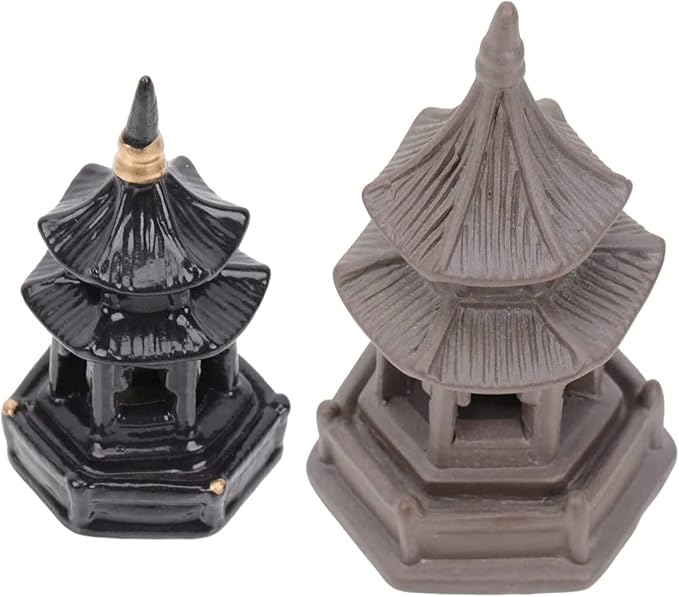Sculpture Tabletop Figurine Decor Mini Pagoda Statue 3Pcs Chinese Pagoda Statue Miniature Ceramic Asian Decor Pagoda Figurine Tea Pet Decorations