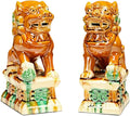 Sculpture Collectibles Ceramic Lions Pair Home Decoration Asian Art Desktop Feng Shui Ornaments Colorful