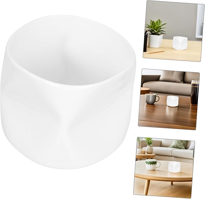 Ciieeo Mini Chinese Teacup: Ceramic Tea Serving Cup Mini Bowl for Teaware White Porcelain Irregular Shape Candle Holder