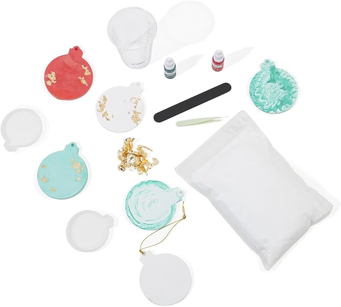Brea Reese: Mix2Mold Ceramic Resin Holiday Ornament Kit - DIY 6 Resin Ornaments, All-in-1 Mold Craft Kit, Holiday-Themed, Festive Adult Art Activity