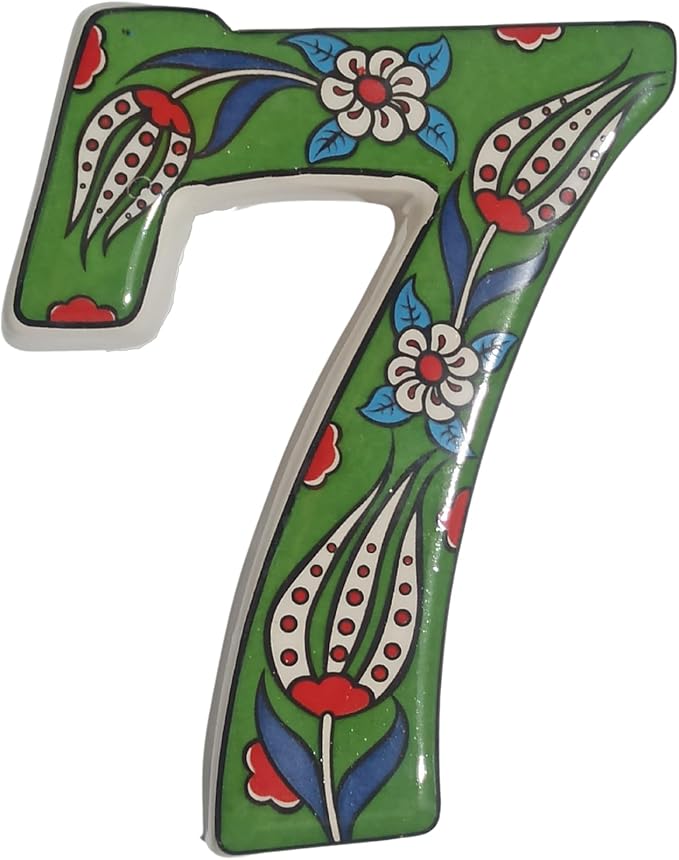Large Ceramic Housewarming Sign Ceramic Address Plaque House Numbers Sign Door Personalized Coloured Decorative Hand Decoratede Housewarming Gifts Tulip Design 12 * 9 cm (Green, 7)