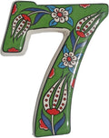 Large Ceramic Housewarming Sign Ceramic Address Plaque House Numbers Sign Door Personalized Coloured Decorative Hand Decoratede Housewarming Gifts Tulip Design 12 * 9 cm (Green, 7)