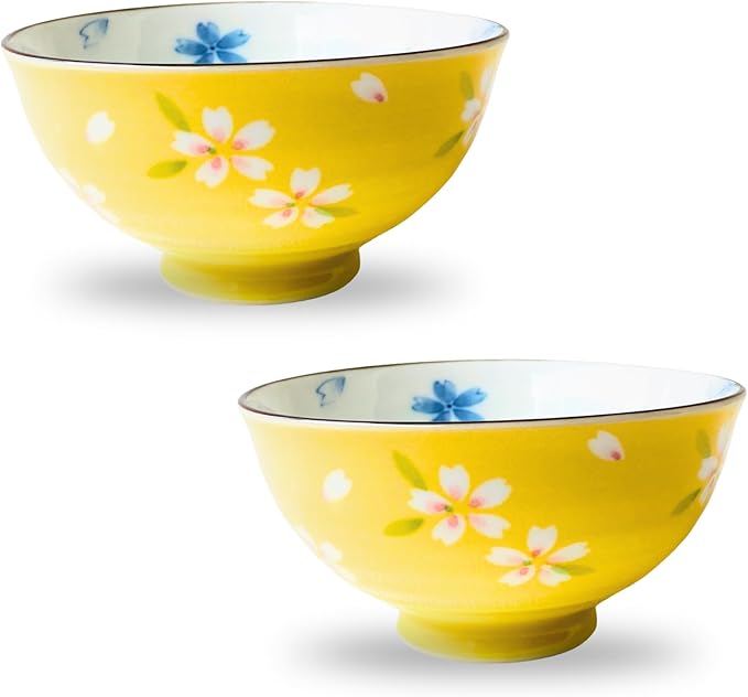 Mino ware Rice bowl Gohan 4.52x2.36inch Cherryblossom pattern,Made in Japan,set of 2