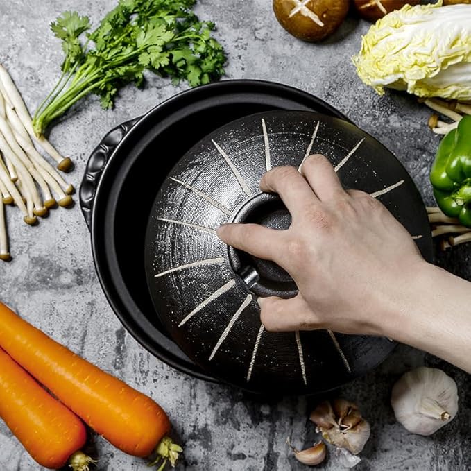 Rice Cooker and Claypot Cooking Pot, Japanese Ceramic Casserole, 2800ml Korean Stone Pot with Lid, Dolsot Pot for Sizzling Meals, Stoneware Clay Nabe Pot for Stovetop Stew,900ML,A