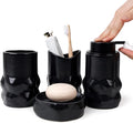 BosilunLife Modern Ceramic Bathroom Accessories Set, Bathroom Counter Set Matte Black Bathroom Decor Sets Accessories Bathroom Foam Soap Dispenser, Toothbrush Holder Set, Soap Dish, Apothecary Jars