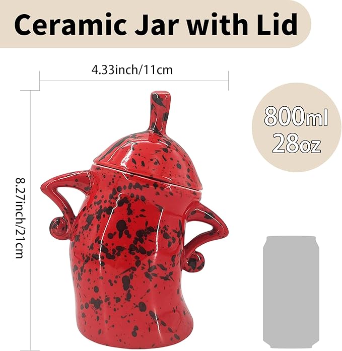 Ceramic Canister with Attitude 28oz, Spice Jars with Airtight Seal Lid for Food Storage, Red Decorative Kitchen Container for Coffee Beans, Tea, Sugar, Salts, Spice and More (800ml)