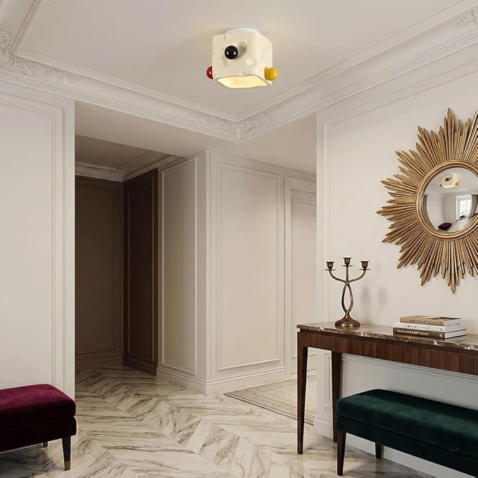 Mid-Century Ceiling Light, Sculptural Cheese Ceramic with, Creative Colorful Flush Mount, Plafond, Overhead Lighting Suitable for Hallway, Entry, Balcony, Room, Home, Bar