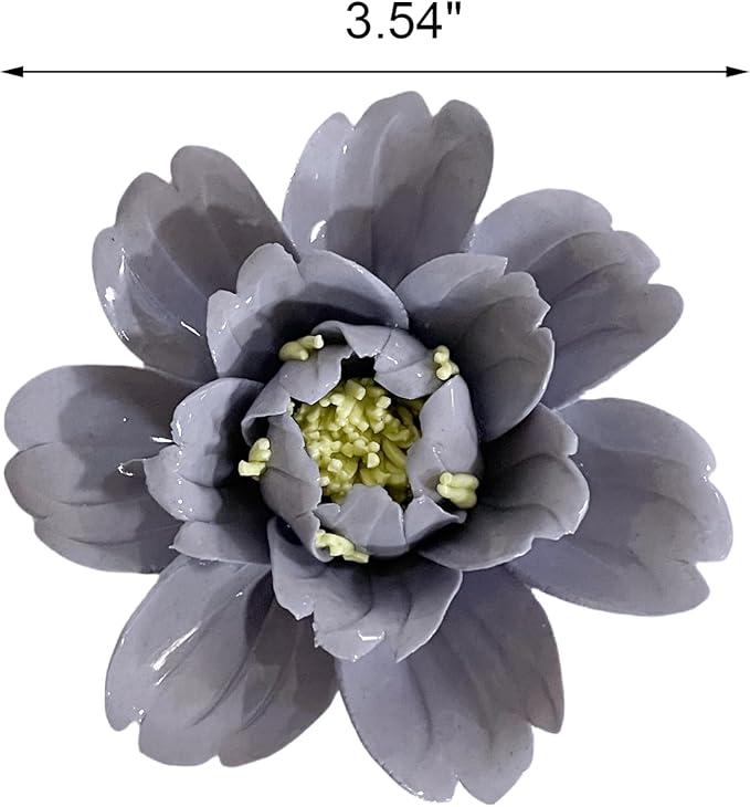 CEUYGT Handmade Ceramic Wall Flower Decor - Peony Home Wall Art, Perfect for Living Room, Bedroom, or Office Decoration Purple Peony 3.54"(Medium)