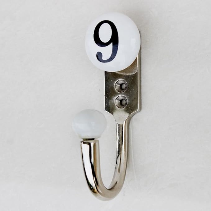 IndianShelf Packs of 2 Ceramic, Zinc Decorative Cute Hooks for Hanging Coats, Jackets, Leash, Hat, Towel, Backpack, Purse, Handbag (White)