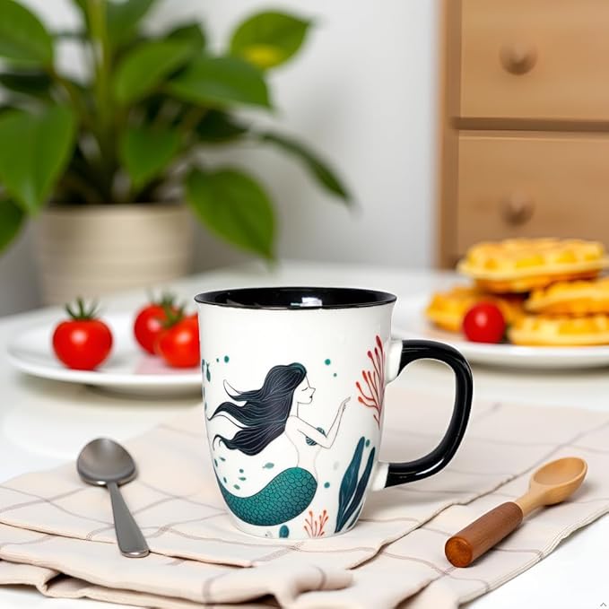 Color Changing Mermaid Coffee Mug 16oz - Ceramic Coffee Mug, Funny Ceramic Tea Cups for Home or Office, Mermaid Gifts for Mothers Day Christmas