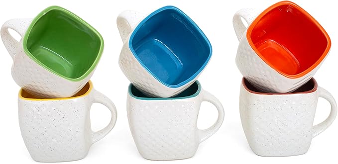 Handcrafted Set of 6 Ceramic Tea Cups 160 ML Elegant Porcelain Breakfast Coffee Mugs Glazed Finish For Cortado Cappuccino Espresso Kulhad Chai Microwave & Dishwasher Food Safe For Home Office Kitchen