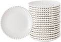 TAMAYKIM 5.5 Inch Porcelain Dessert Plates Set of 18, Small Ceramic Appetizer Plates, Round Mini Dinnerware Sets, Scratch Resistant, Microwave, Oven, and Dishwasher Safe, White with Pearl Dots