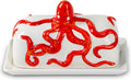 Octopus Butter Dish With Lid For Countertop Ceramic Butter Dish With Cover Red Butter Tray With Lid Butter Holder Large Butter Container For Counter