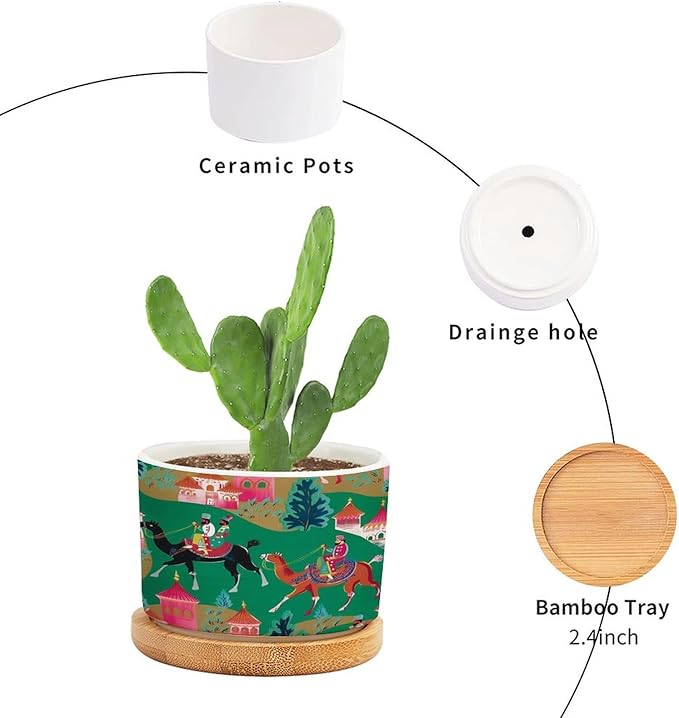 Bright Emerald Green Ceramic Planters Chinoiserie Decor Planters for Outdoor Plants with Drainage Holes and Saucers Pot for Pots Outdoor Indoor Plants