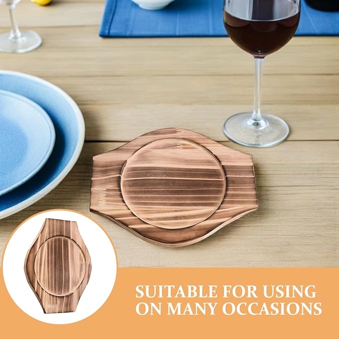 UPKOCH UPKOCH 2 Sets Korean Stone Bowl Wood Base, 9.4" Wooden Trivets for Hot Dishes (Fits 6-inch), Heat Resistant Pot Holder Tray for Casserole and Ceramic Pots