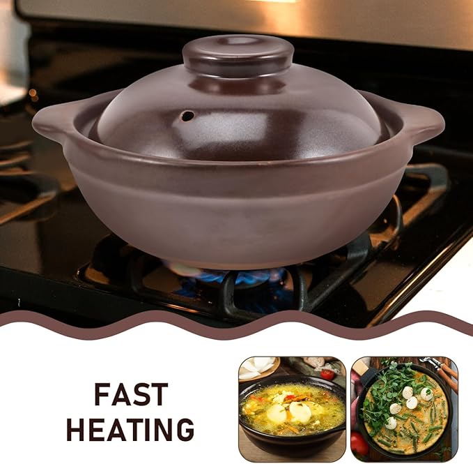 Cabilock Japanese Donabe Clay Pot with Lid, 6.5 Inch Terracotta Ceramic Casserole for Stovetop & Oven, Traditional Earthenware for Cooking Rice, Soup, Stew and Meat