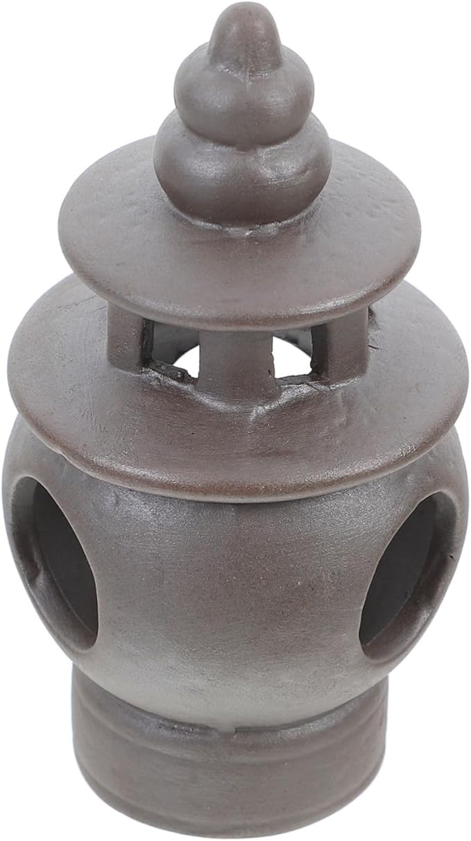 Pagoda Statue Ceramic Garden Landscape Sculpture Intricate Zen-Inspired Pavilion Figurine for Aquarium Terrarium Outdoor Decor Elegant Asian Micro Garden Ornament