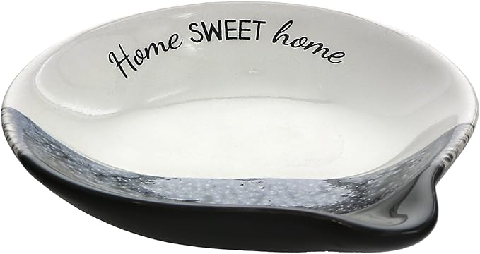 Pavilion Gift Company - Home Sweet Home - 4" Stoneware Ceramic Spoon Rest Housewarming Apartmentwarming Neutral Modern Kitchen Decor