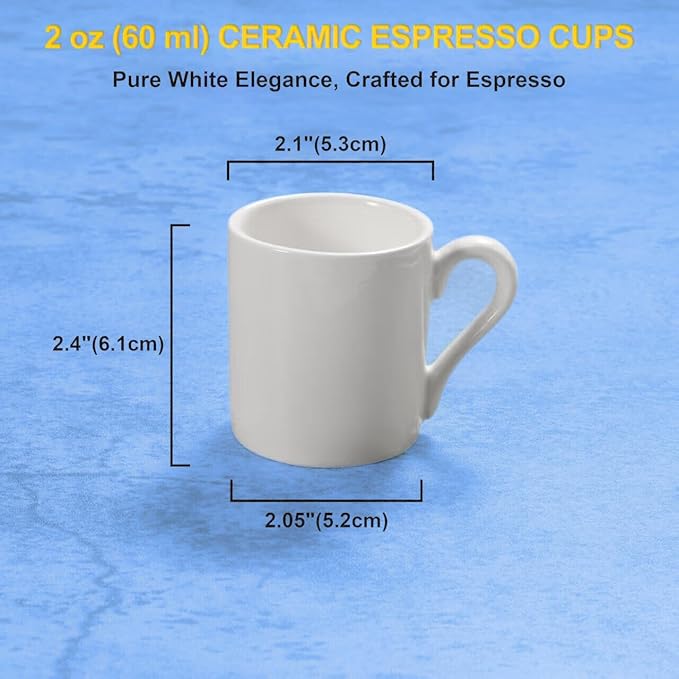Pure White Ceramic Espresso Cup (2 oz/60 ml), set of two