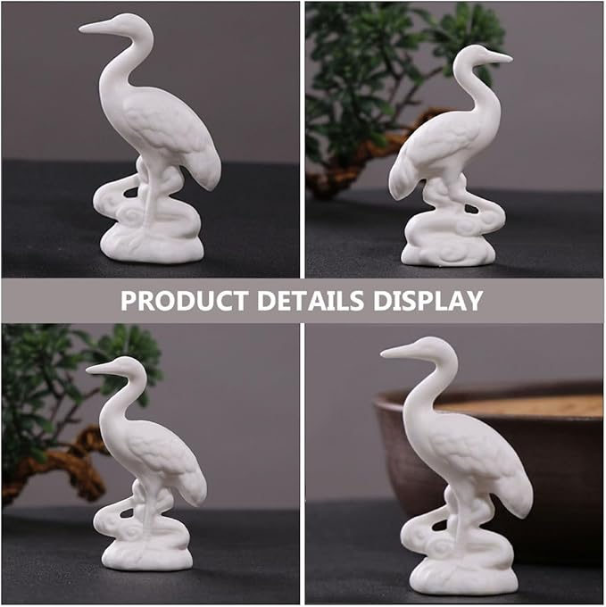 BESPORTBLE Ceramic Crane Figurine White Porcelain Decorative Ornament Stylish Asian Home Décor Accent Delicate Collectible Sculpture for Living Room Display