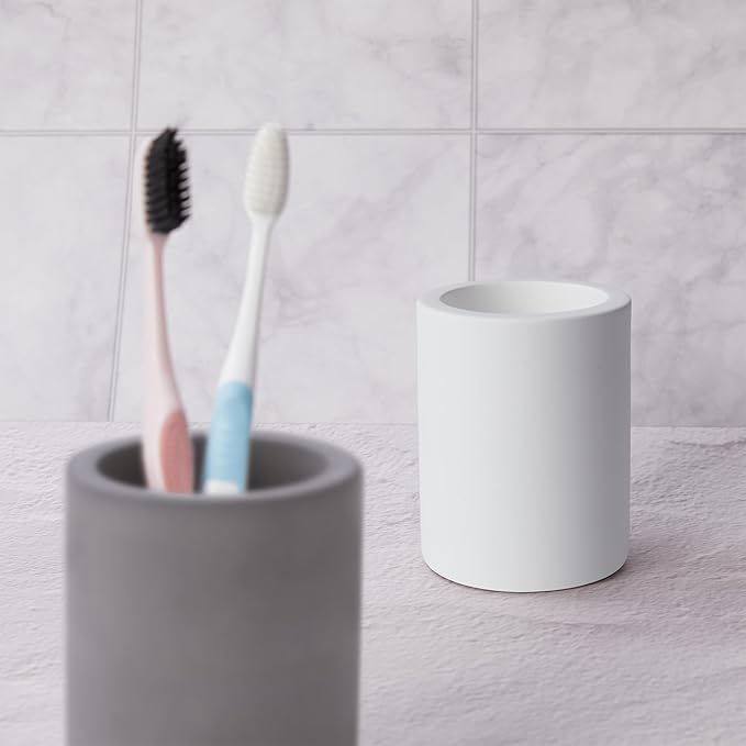 Drying Stone Toothbrush Holder, Diatomite Toothbrush Holders for Bathroom Counter, Quick Drying Electric Toothbrush and Toothpaste Holder Bathroom Organizer, White