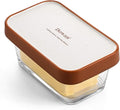 DOWAN Glass Butter Dish with Ceramic Lid, Large Butter Container for 3 Sticks, 2-in-1 Butter Dish with Lid for Countertop, Multi-Purpose Preserving Keepers and Tray, Dishwasher Safe-Cozy Gift