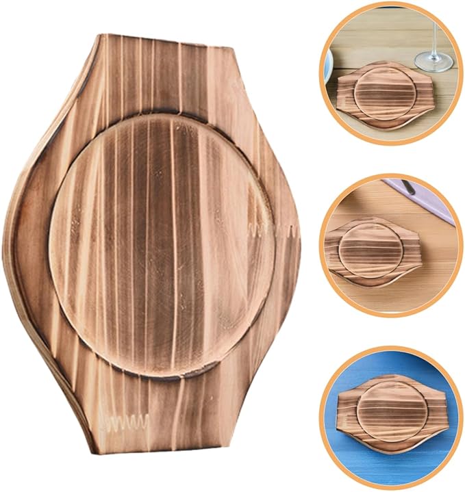UPKOCH UPKOCH 2 Sets Korean Stone Bowl Wood Base, 9.4" Wooden Trivets for Hot Dishes (Fits 6-inch), Heat Resistant Pot Holder Tray for Casserole and Ceramic Pots