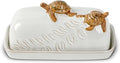 Turtle Stylish Ceramic Butter Dish Covered with Lid and Handle - Modern Countertop Butter Storage