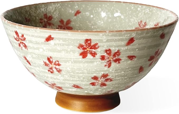 Traditional Style Japanese Ceramics Rice Bowl Chawan Pottery, Dishwasher Microwave Safe Made in Japan (Koyuki Zakura, Small (nakahira))