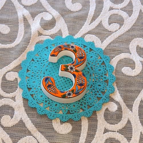 Large Ceramic Housewarming Sign Ceramic Address Plaque House Numbers Sign Door Personalized Coloured Decorative Hand Decoratede Housewarming Gifts Tulip Design 12 * 9 cm (Orange, 3)