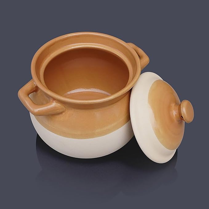 Clay Pot for Cooking with Lid Ceramic Cooking Pot Ceramic Cookware Heat-Resistant Casserole Dish with Lid Korean Stone Pot Cookware for Cooking Hot Pot Soup Meat Rice,2L