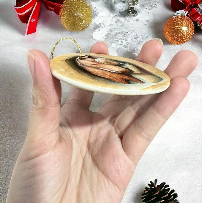 2025 Christmas Ornament for Horse Lovers Girl and Horse Printed Ceramic Ornament, Not a Carved Sculpture, Equestrian Holiday Keepsake Xmas Tree Decoration