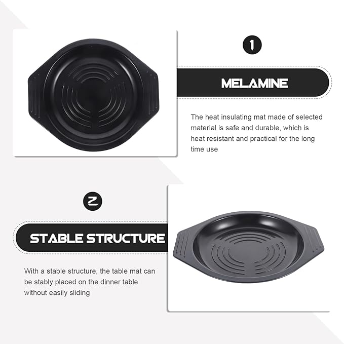 Ciieeo 2Pcs Casserole Tray Stone Bowl Trivet Dolsot Bowl Tray Korean Cooking Stone Bowl Tray Hot Pot Heat Insulation Holder for Bibimbap Korean Food and Soup