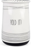 Young's Inc Ceramic Farmhouse Utensil Holder for Kitchen Counter, Black and White Farmhouse Décor Utensil Crock, 4” Diameter Kitchen Utensil Holder 20142
