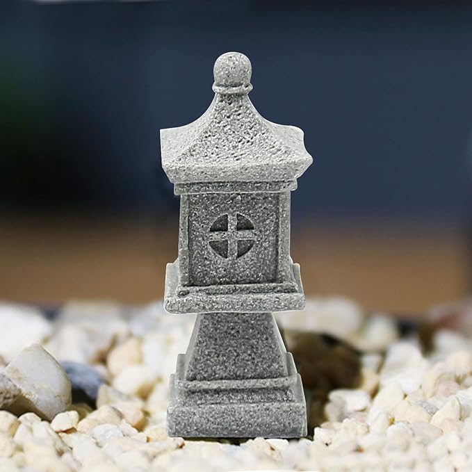 3pcs Miniature Pagoda Statues Japanese Style Pagoda Lantern Asian Decor Square Chinese Pagoda Statue for Zen Garden Indoor Outdoor Decor Micro Rockery Landscape Kit